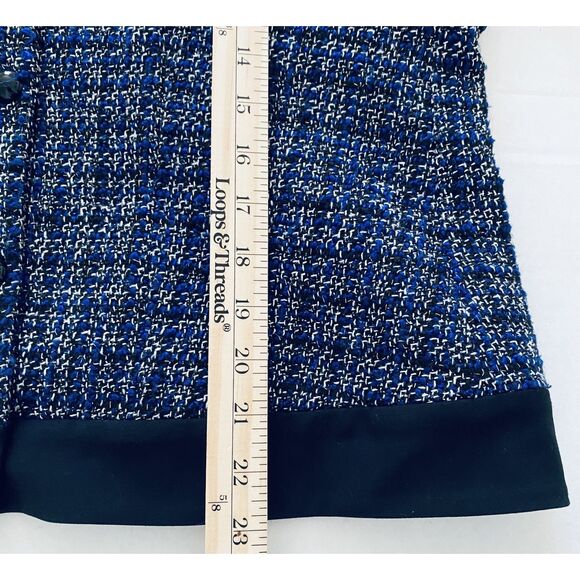 Tommy Hilfiger Blue Black Clueless Button Snap Front Tweed Suit Jacket Blazer 10 - Picture 7 of 11